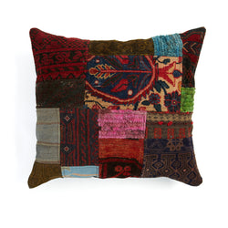 Red Vintage Carpet Floor Pillow (Small) - Afghanistan