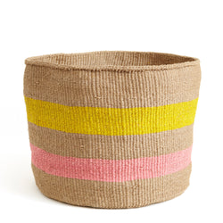 Yellow and Pink Striped Basket - Kenya