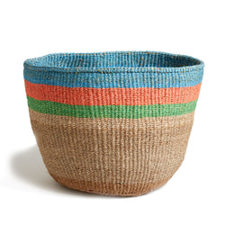 Light Blue Striped Basket - Kenya