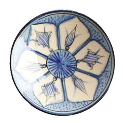 Small Ceramic Dipping Bowl - Blue Flower - Uzbekistan