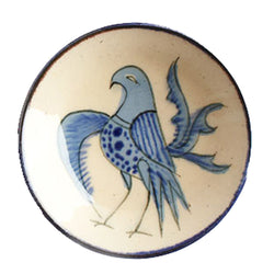 Small Ceramic Dipping Bowl - Blue Bird - Uzbekistan