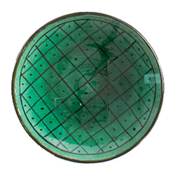 Small Ceramic Dipping Bowl - Green Check - Uzbekistan