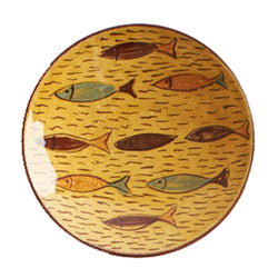 Small Ceramic Dipping Bowl - Yellow Fish - Uzbekistan