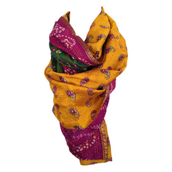 indian scarf gold paisley kantha